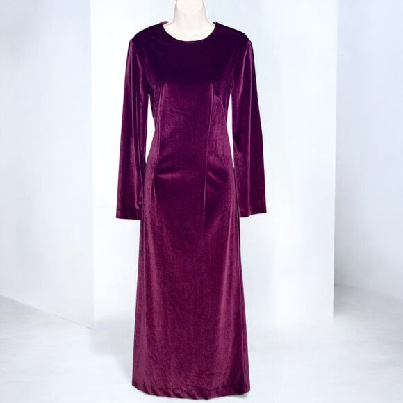 Velvet Maxi Dress Vest Set Purple Gothic Victorian Renaissance Sz 10 Vintage 70s - Picture 5 of 13
